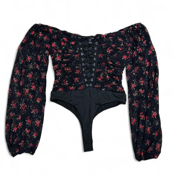 Bodysuit with Red Roses Print - Picture 1 of 8